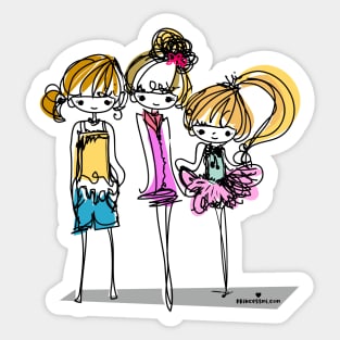 doodle three girls illustration Sticker